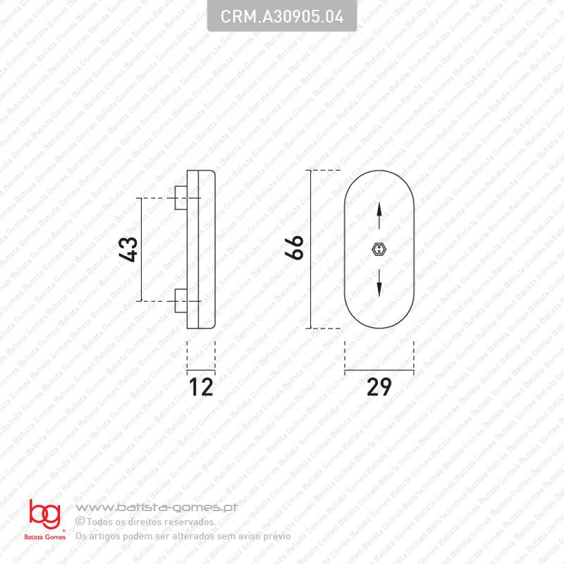 Roseta oval para cremone / puxador extra�vel - ALUM�NIO
